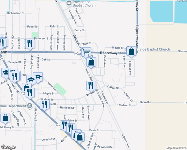 map of restaurants, bars, coffee shops, grocery stores, and more near 214 North Ozark Avenue in Trumann