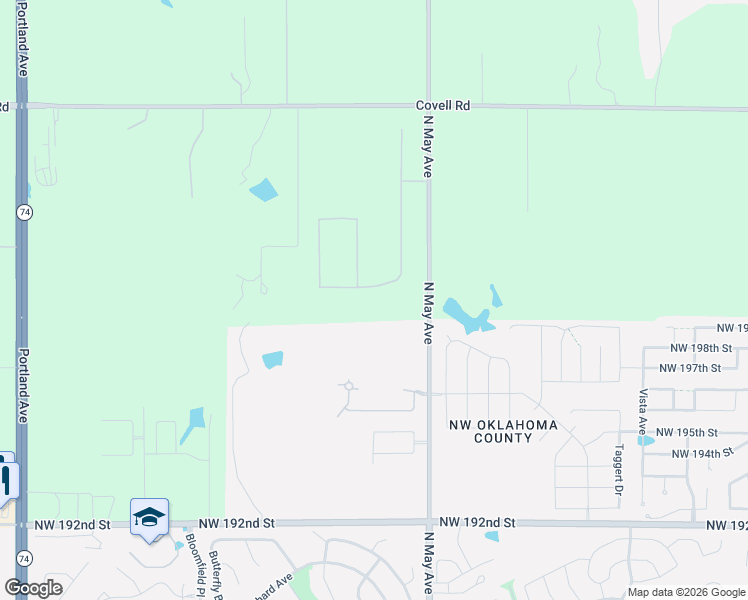 map of restaurants, bars, coffee shops, grocery stores, and more near 3002 NW 201st St in Edmond