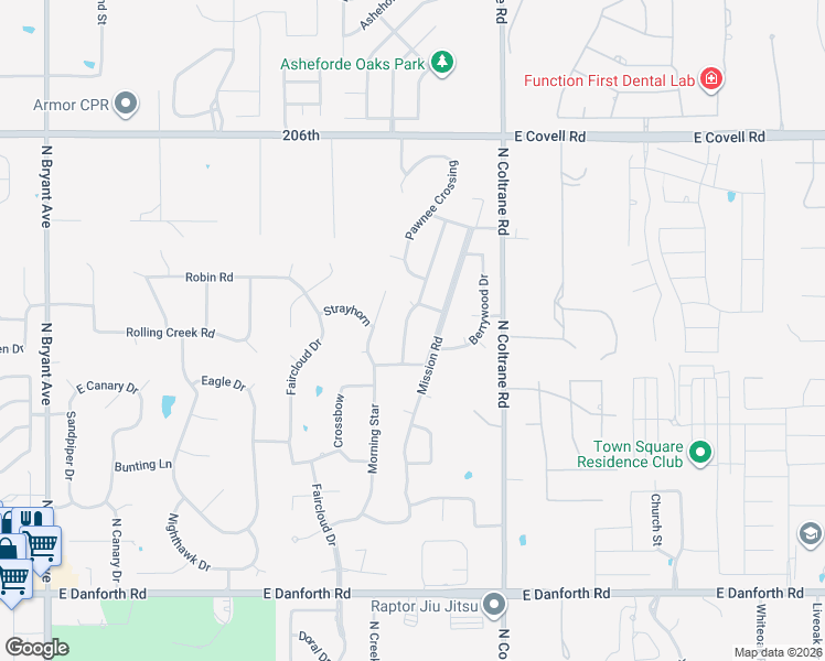 map of restaurants, bars, coffee shops, grocery stores, and more near 2100 Powderhorn in Edmond