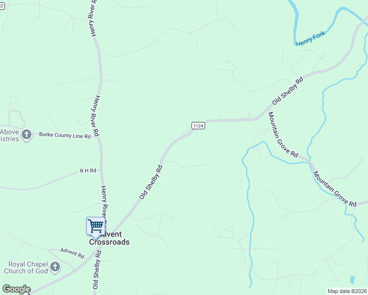 map of restaurants, bars, coffee shops, grocery stores, and more near 3194 Old Shelby Road in Hickory