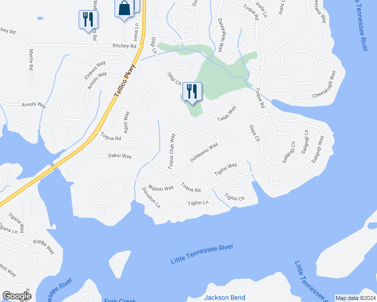map of restaurants, bars, coffee shops, grocery stores, and more near 214 Oohleeno Trce in Loudon