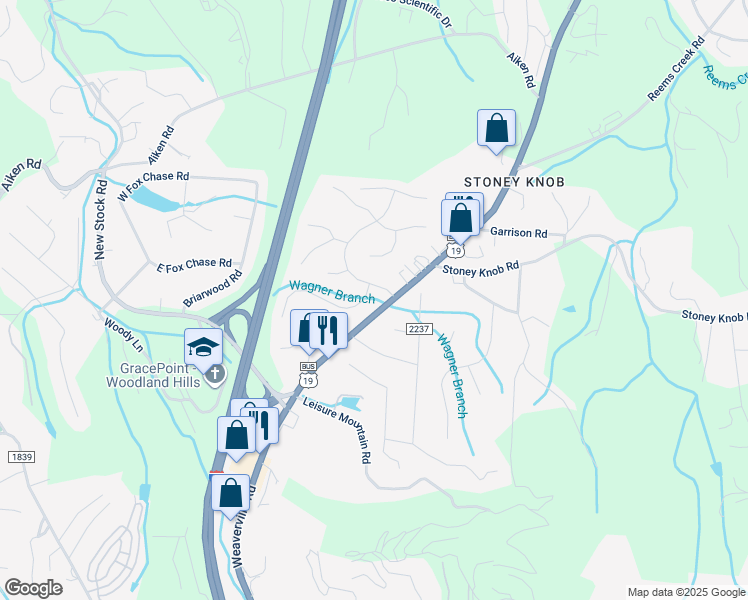 map of restaurants, bars, coffee shops, grocery stores, and more near 2 Marlwood Court in Asheville