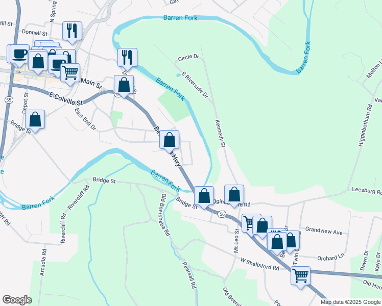 map of restaurants, bars, coffee shops, grocery stores, and more near 103 Elm Street in McMinnville