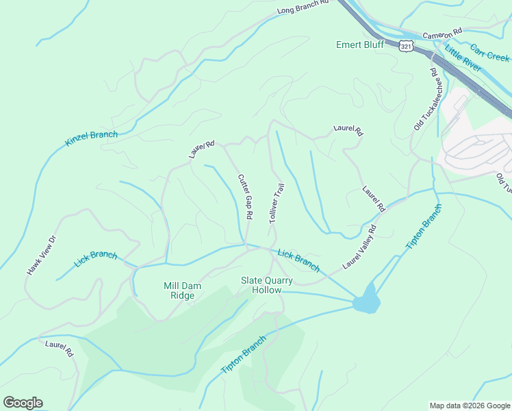 map of restaurants, bars, coffee shops, grocery stores, and more near 128 Cutter Gap Road in Townsend