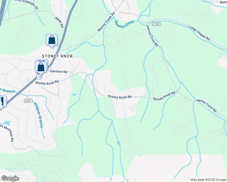 map of restaurants, bars, coffee shops, grocery stores, and more near 3 Strawberry Lane in Weaverville