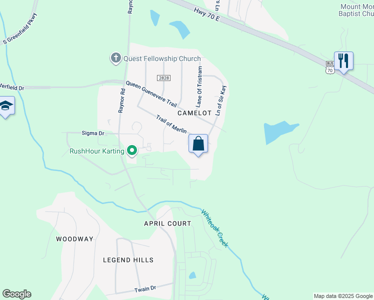 map of restaurants, bars, coffee shops, grocery stores, and more near 410 Enid Place in Garner