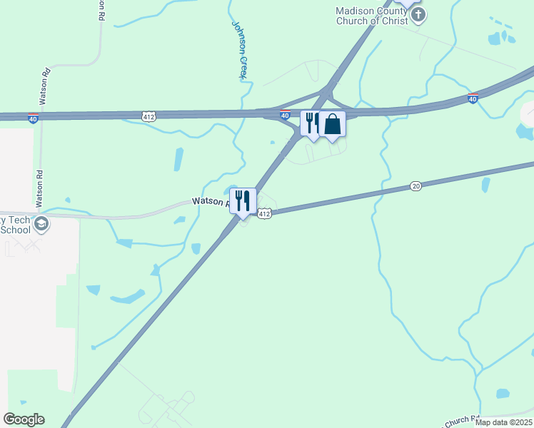 map of restaurants, bars, coffee shops, grocery stores, and more near 2 U.S. 412 in Jackson