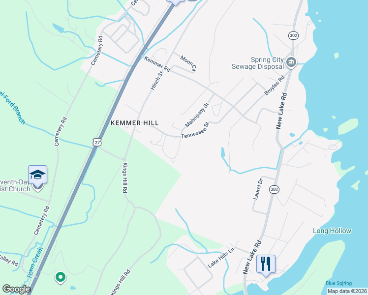 map of restaurants, bars, coffee shops, grocery stores, and more near 441 Mahogany Street in Spring City