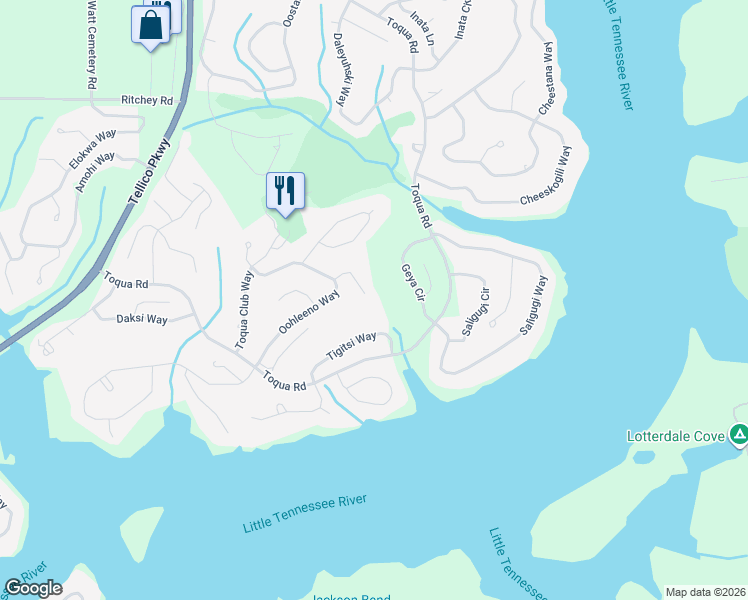 map of restaurants, bars, coffee shops, grocery stores, and more near 216 Talah Lane in Loudon