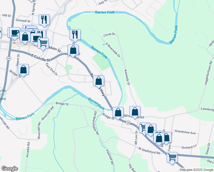 map of restaurants, bars, coffee shops, grocery stores, and more near 103 Elm Street in McMinnville