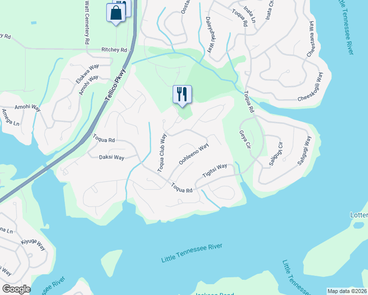 map of restaurants, bars, coffee shops, grocery stores, and more near 210 Oohleeno Trce in Loudon