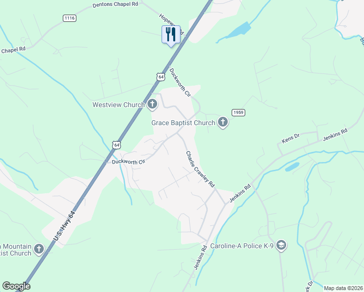 map of restaurants, bars, coffee shops, grocery stores, and more near 4796 Charlie Crawley Road in Morganton