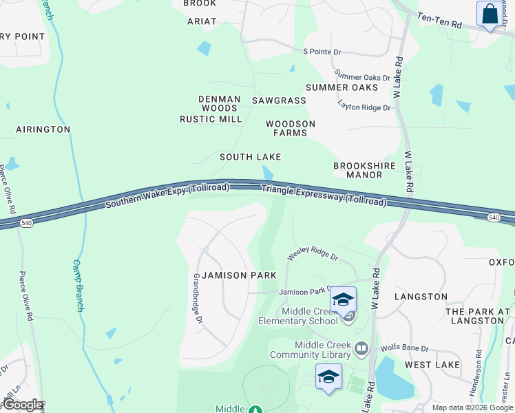 map of restaurants, bars, coffee shops, grocery stores, and more near 3704 Grandbridge Drive in Apex