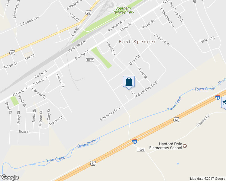 map of restaurants, bars, coffee shops, grocery stores, and more near Correll Street in Salisbury