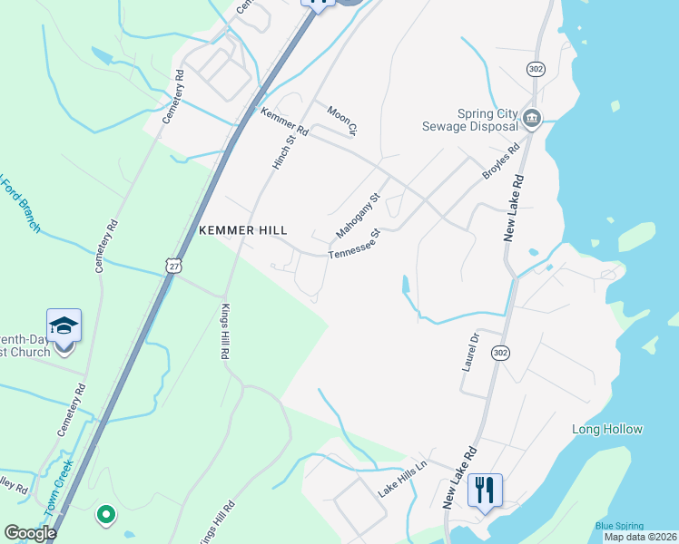 map of restaurants, bars, coffee shops, grocery stores, and more near 441 Mahogany Street in Spring City
