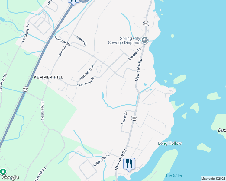 map of restaurants, bars, coffee shops, grocery stores, and more near 589 Broyles Road in Spring City