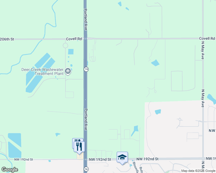 map of restaurants, bars, coffee shops, grocery stores, and more near 20009 Portland Avenue in Edmond