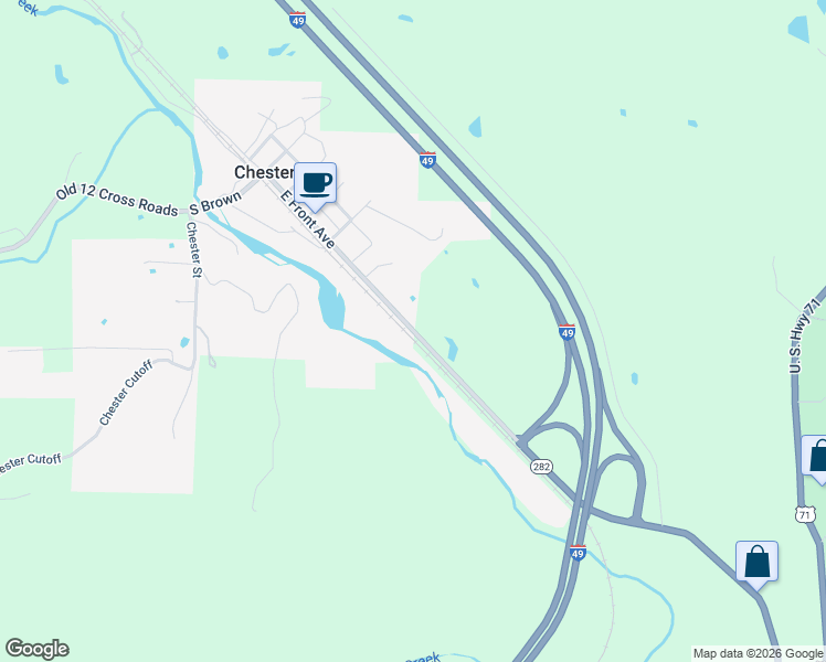 map of restaurants, bars, coffee shops, grocery stores, and more near East Front Avenue in Chester