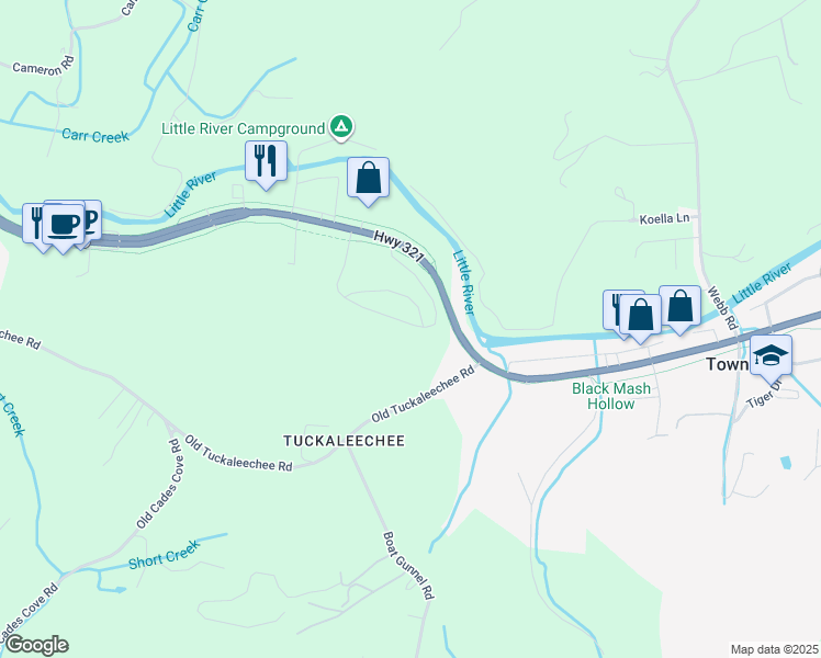map of restaurants, bars, coffee shops, grocery stores, and more near 224 Bishop Cap Circle in Townsend