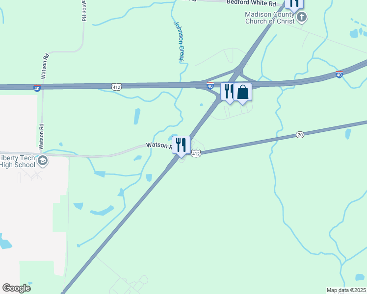 map of restaurants, bars, coffee shops, grocery stores, and more near 2 U.S. 412 in Jackson
