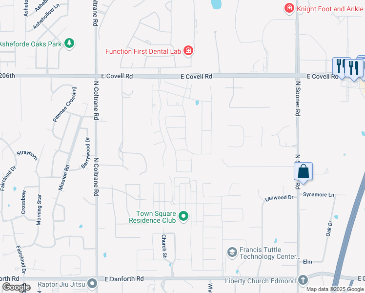 map of restaurants, bars, coffee shops, grocery stores, and more near 2001 Marsala Drive in Edmond