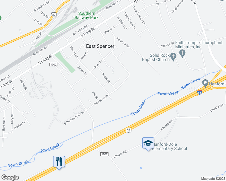 map of restaurants, bars, coffee shops, grocery stores, and more near 303 North Boundary Es Street in Salisbury
