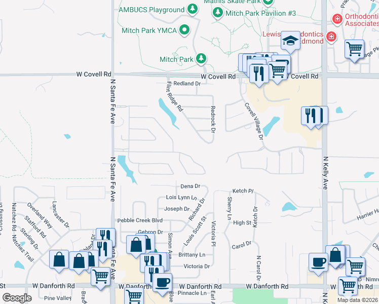 map of restaurants, bars, coffee shops, grocery stores, and more near 1728 Del Simmons Drive in Edmond
