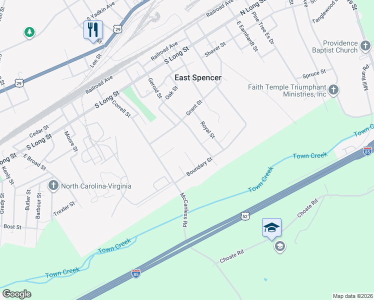 map of restaurants, bars, coffee shops, grocery stores, and more near 424 Geroid Street in Salisbury