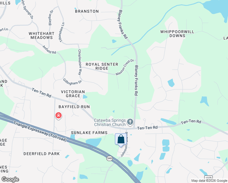 map of restaurants, bars, coffee shops, grocery stores, and more near 3620 Glenrothes Cove in Apex