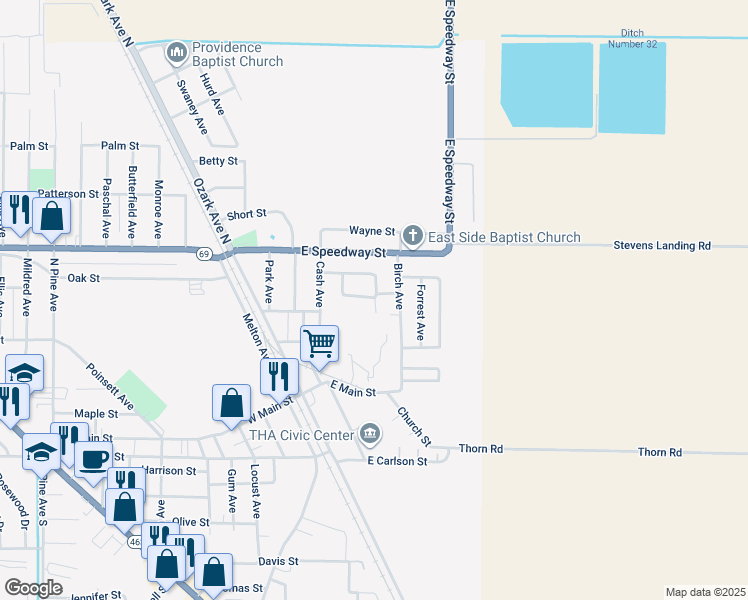 map of restaurants, bars, coffee shops, grocery stores, and more near 436 Marcus Drive in Trumann