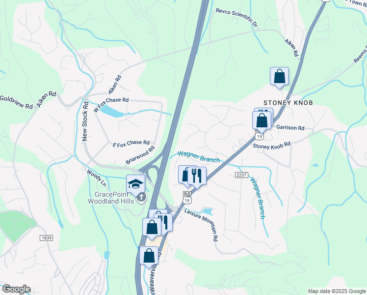 map of restaurants, bars, coffee shops, grocery stores, and more near 16 Westminster Dr in Asheville
