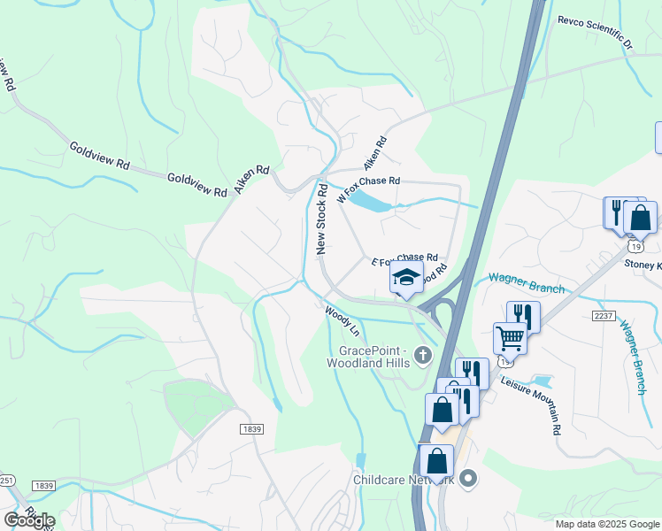 map of restaurants, bars, coffee shops, grocery stores, and more near 87 Woodland Hills Road in Asheville