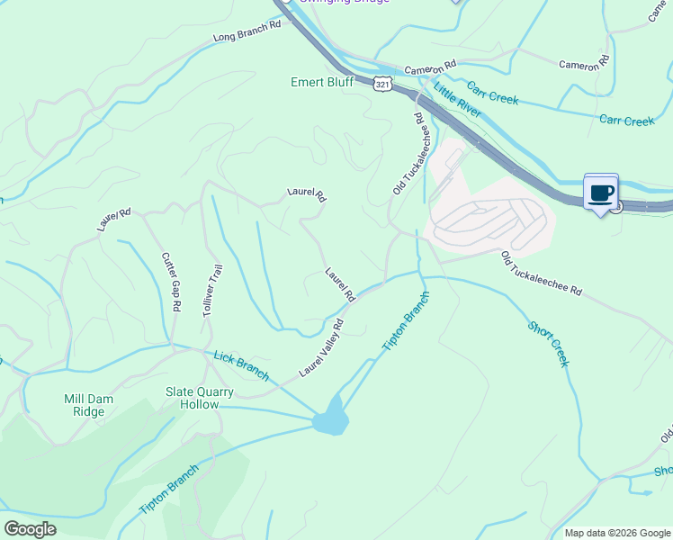 map of restaurants, bars, coffee shops, grocery stores, and more near 121 White Oak Lane in Townsend