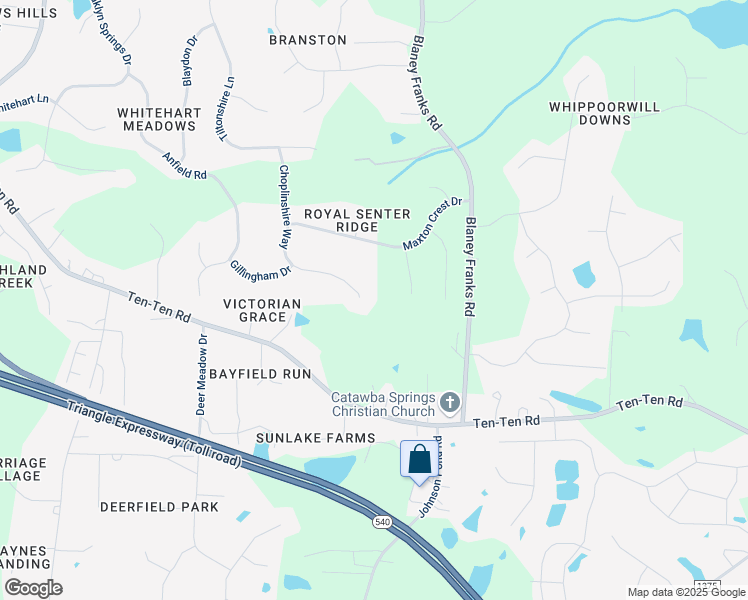map of restaurants, bars, coffee shops, grocery stores, and more near 3617 Choplinshire Way in Apex
