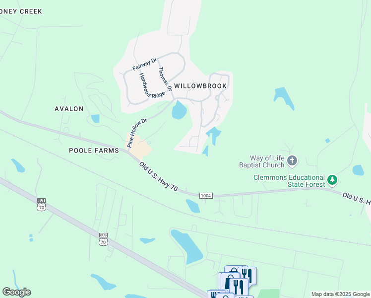 map of restaurants, bars, coffee shops, grocery stores, and more near 1019 Loch Lomond Drive in Clayton