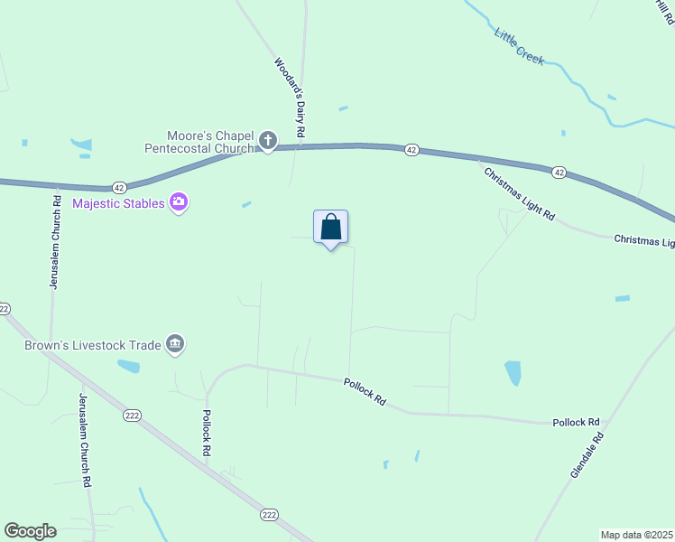 map of restaurants, bars, coffee shops, grocery stores, and more near 49 West Locke level Drive in Kenly
