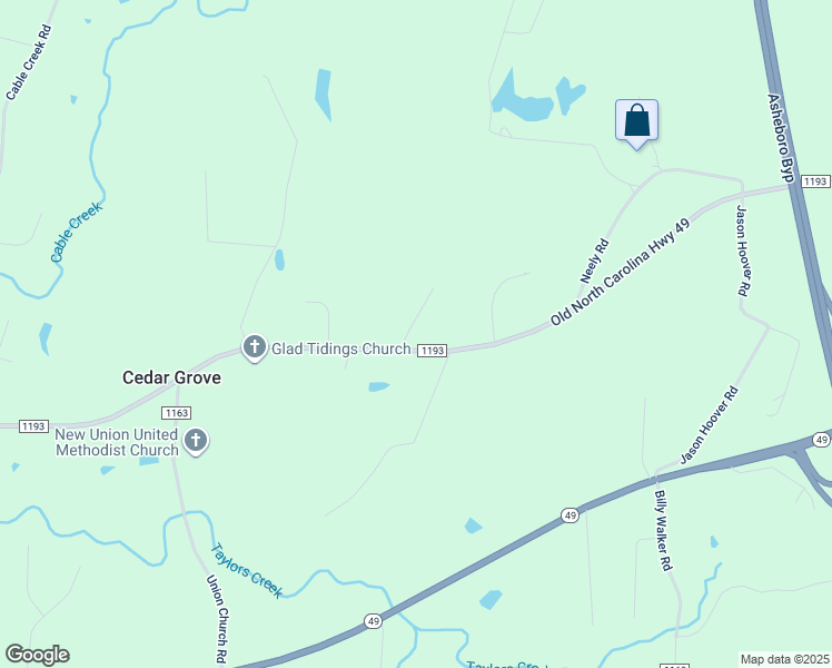 map of restaurants, bars, coffee shops, grocery stores, and more near 981 Thornburg Road in Asheboro
