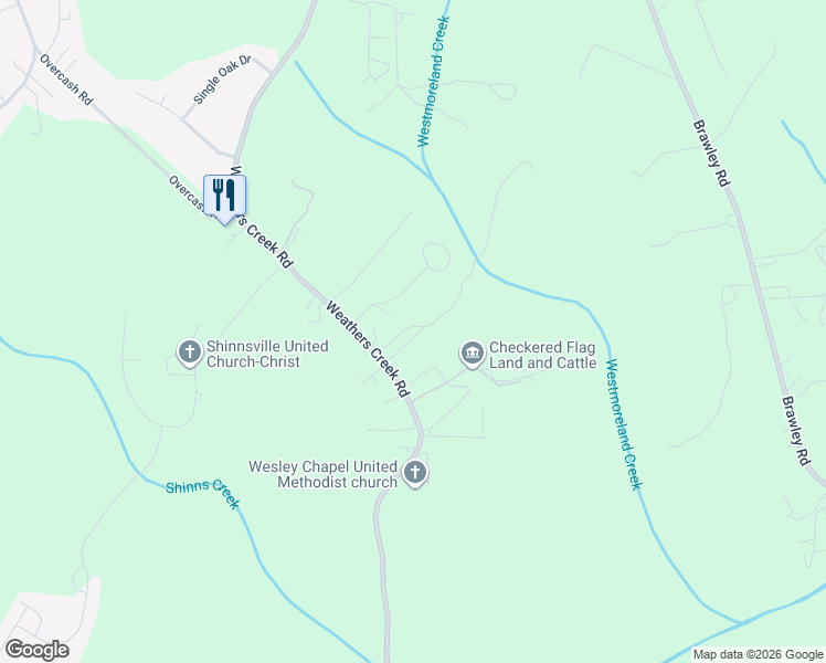 map of restaurants, bars, coffee shops, grocery stores, and more near 503 Weathers Creek Road in Troutman