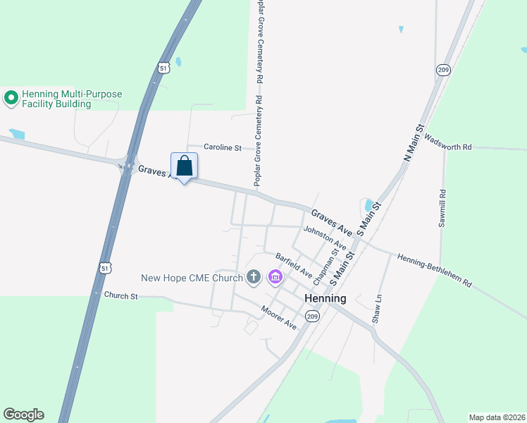 map of restaurants, bars, coffee shops, grocery stores, and more near 540 Maple Street in Henning