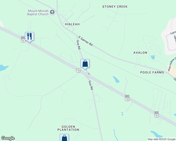map of restaurants, bars, coffee shops, grocery stores, and more near 4904 Guy Road in Clayton