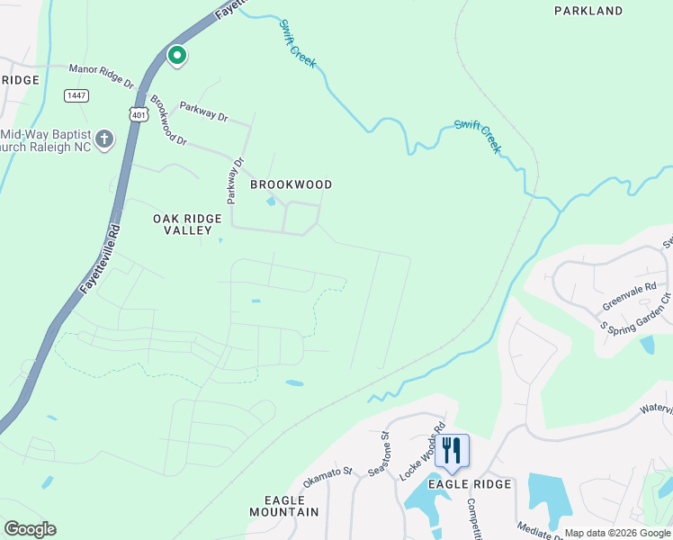 map of restaurants, bars, coffee shops, grocery stores, and more near 2229 Woodnell Drive in Raleigh