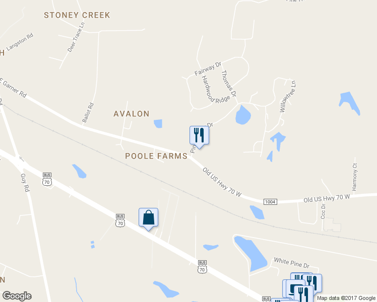 map of restaurants, bars, coffee shops, grocery stores, and more near 3728 Pine Hollow Drive in Clayton