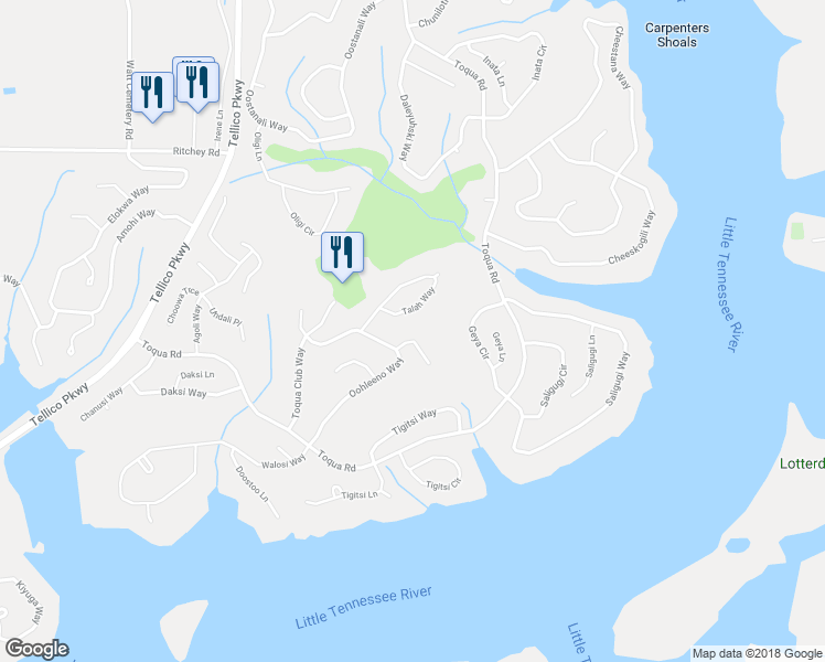 map of restaurants, bars, coffee shops, grocery stores, and more near 204 Talah Lane in Loudon