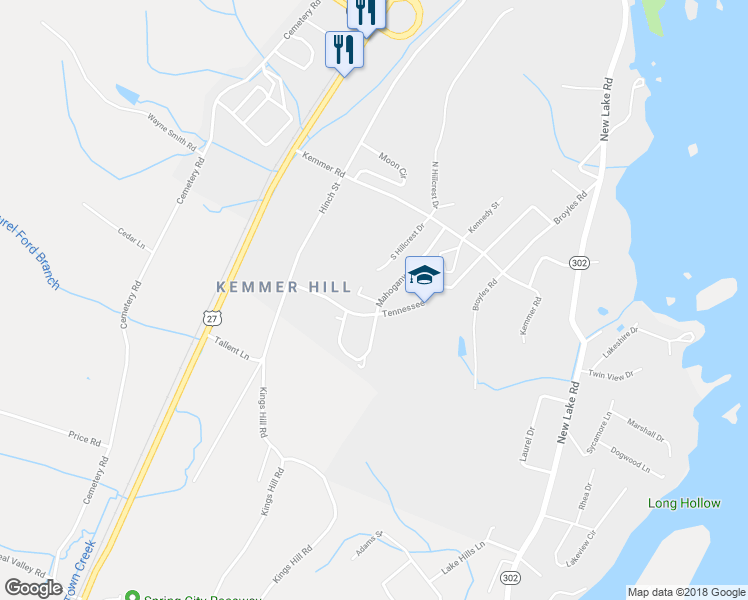 map of restaurants, bars, coffee shops, grocery stores, and more near Sunset Circle in Spring City