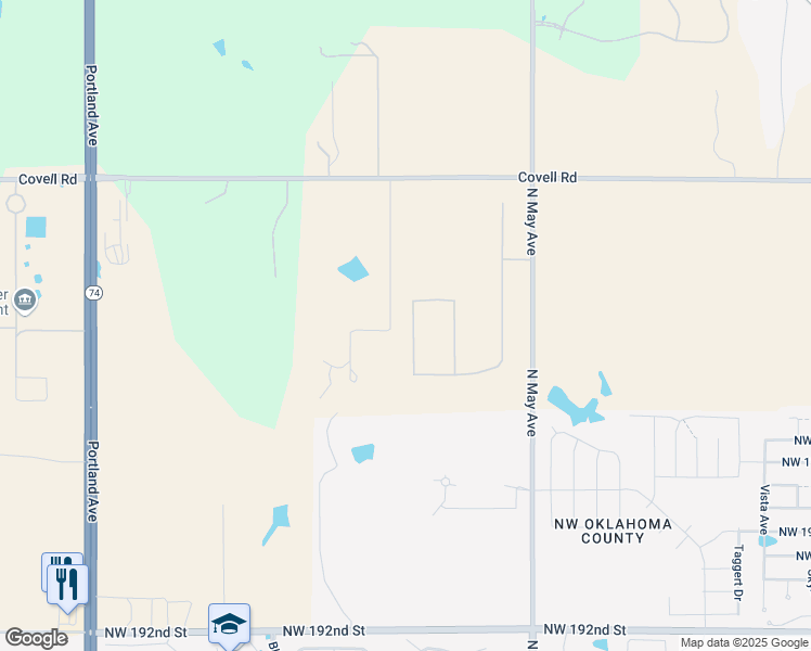 map of restaurants, bars, coffee shops, grocery stores, and more near 20259 Flowered Meadow Way in Edmond