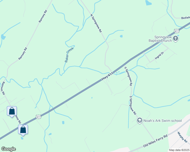 map of restaurants, bars, coffee shops, grocery stores, and more near 4601 U.S. 411 in Maryville