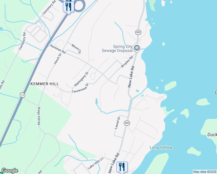 map of restaurants, bars, coffee shops, grocery stores, and more near 475 Broyles Road in Spring City