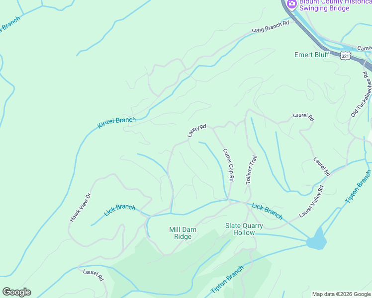 map of restaurants, bars, coffee shops, grocery stores, and more near 206 Ace Gap Rd in Townsend