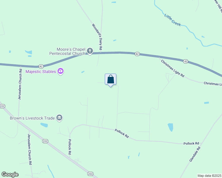 map of restaurants, bars, coffee shops, grocery stores, and more near 49 West Locke level Drive in Kenly