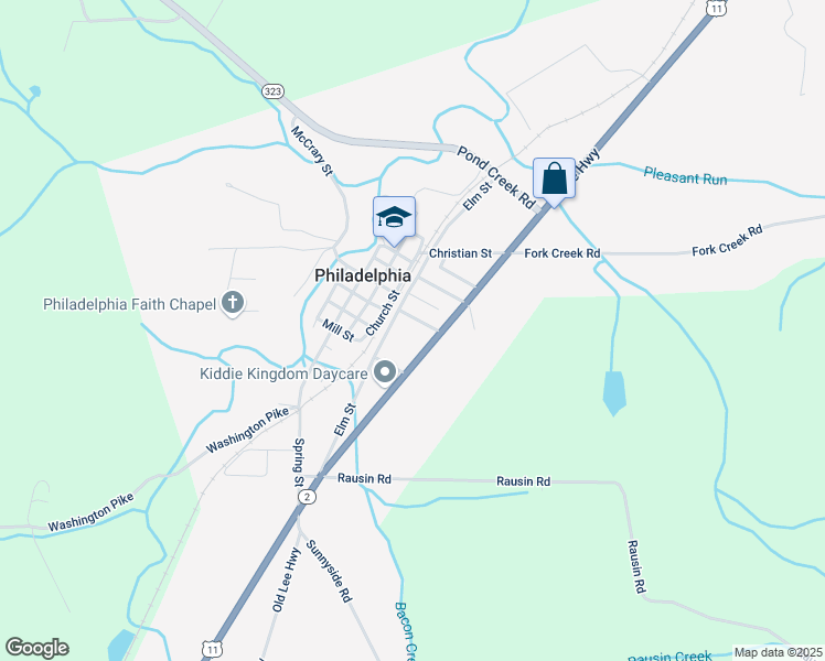 map of restaurants, bars, coffee shops, grocery stores, and more near 22536 West Lee Highway in Philadelphia